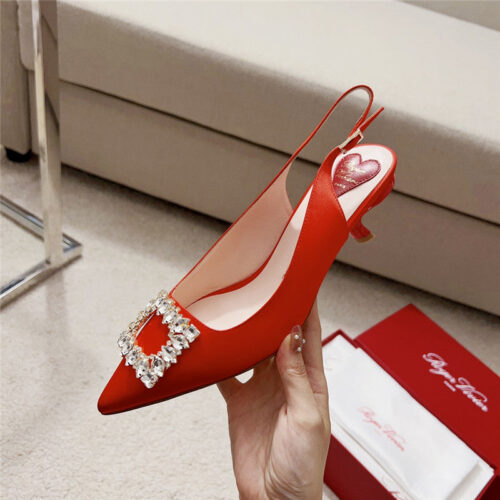 High Quality Luxury Roger Vivier Buckle Satin Slingback Shoes – Style 05588 alternate view