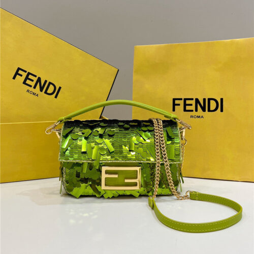 High Quality Luxury Fendi Sequins Mini Baguette Bag