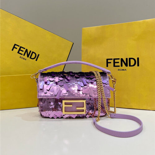 High Quality Luxury Fendi Sequins Mini Baguette Bag – Style 32698
