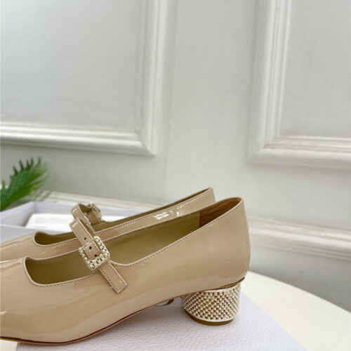 High Quality Luxury Dior Early Spring New Pearl Heel Shoes product detail