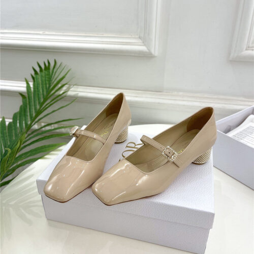 High Quality Luxury Dior Early Spring New Pearl Heel Shoes