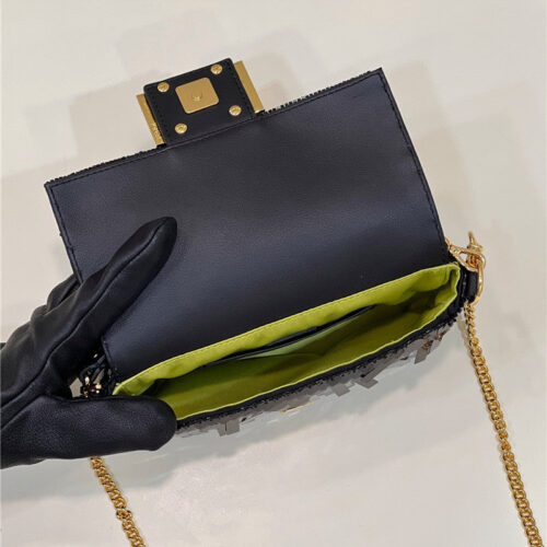 High Quality Luxury Fendi Sequins Mini Baguette Bag – Style 32696 product detail