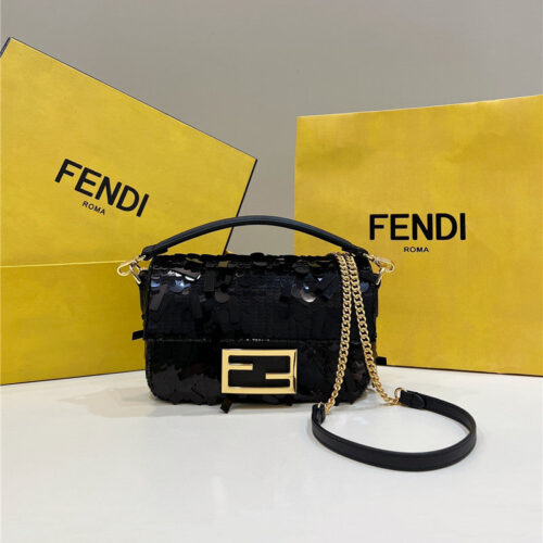 High Quality Luxury Fendi Sequins Mini Baguette Bag – Style 32696