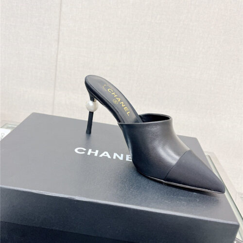 High Quality Luxury Chanel Pearl High Heel Slippers