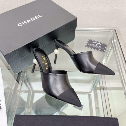 High Quality Luxury Chanel Pearl High Heel Slippers product detail