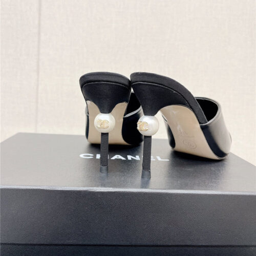 High Quality Luxury Chanel Pearl High Heel Slippers alternate view