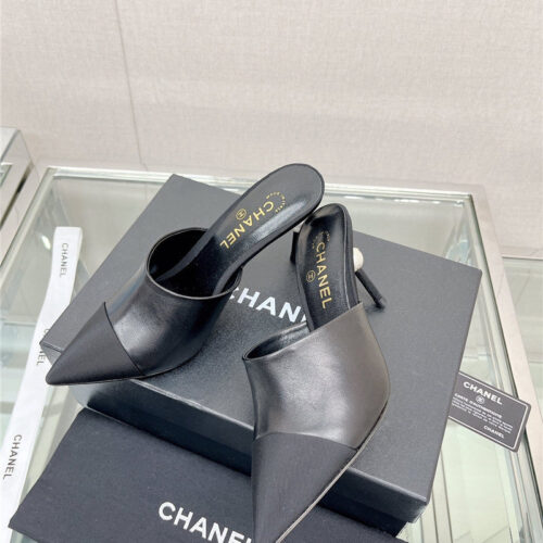 High Quality Luxury Chanel Pearl High Heel Slippers product detail