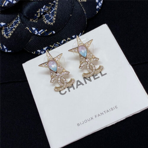 High Quality Luxury Chanel Double C Five-Pointed Star Design Earrings – Style 49850 product detail
