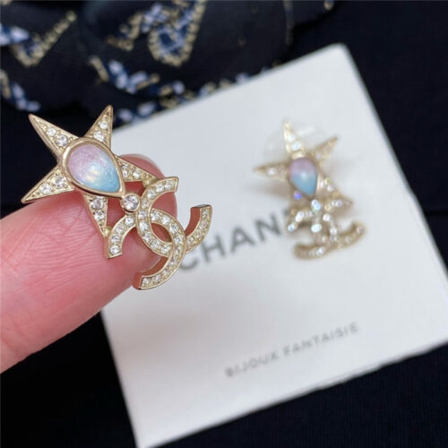 High Quality Luxury Chanel Double C Five-Pointed Star Design Earrings – Style 49850 product detail