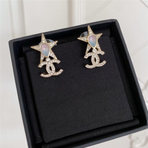 High Quality Luxury Chanel Double C Five-Pointed Star Design Earrings – Style 49850