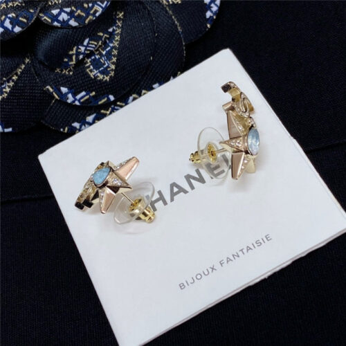 High Quality Luxury Chanel Double C Five-Pointed Star Design Earrings – Style 49850 product detail