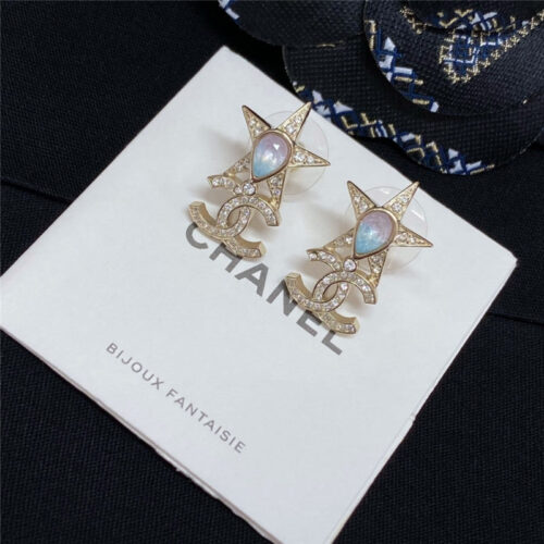 High Quality Luxury Chanel Double C Five-Pointed Star Design Earrings – Style 49850 product detail