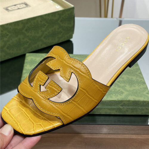 High Quality Luxury Gucci Logo GG Cutout Slippers – Style 62323 product detail