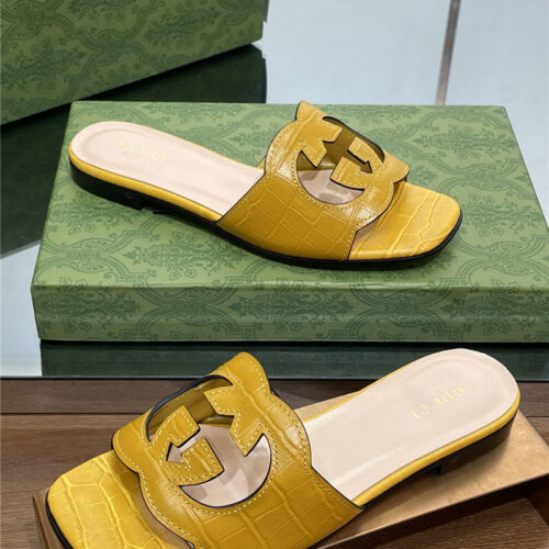 High Quality Luxury Gucci Logo GG Cutout Slippers – Style 62323 product detail