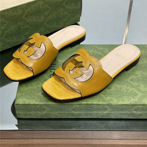 High Quality Luxury Gucci Logo GG Cutout Slippers – Style 62323