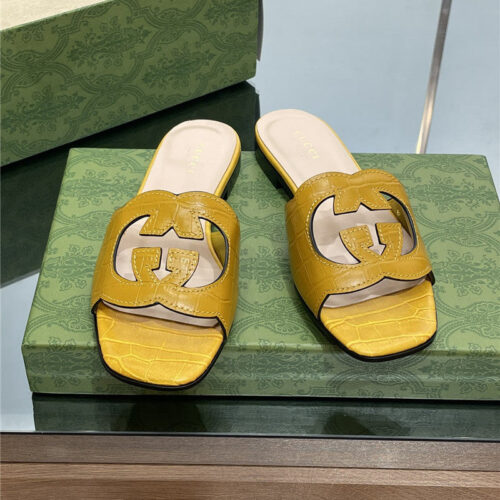 High Quality Luxury Gucci Logo GG Cutout Slippers – Style 62323 alternate view