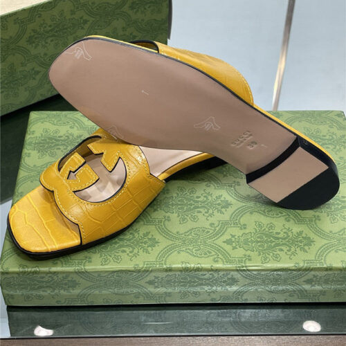 High Quality Luxury Gucci Logo GG Cutout Slippers – Style 62323 product detail