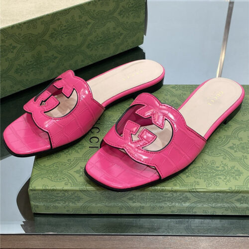 High Quality Luxury Gucci Logo GG Cutout Slippers – Style 29555