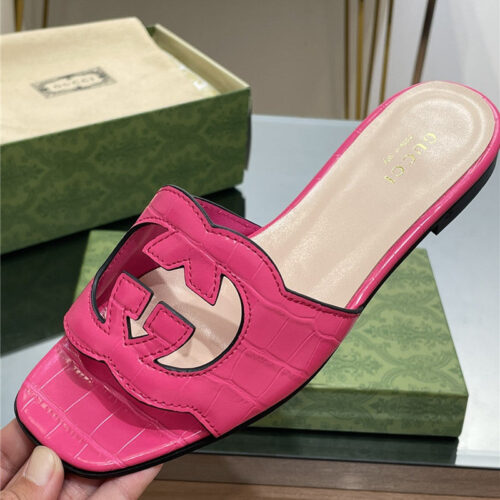 High Quality Luxury Gucci Logo GG Cutout Slippers – Style 29555 product detail