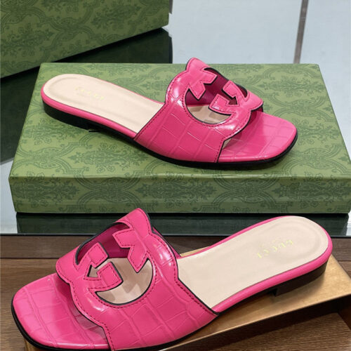 High Quality Luxury Gucci Logo GG Cutout Slippers – Style 29555 alternate view