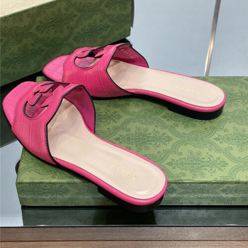 High Quality Luxury Gucci Logo GG Cutout Slippers – Style 29555 product detail
