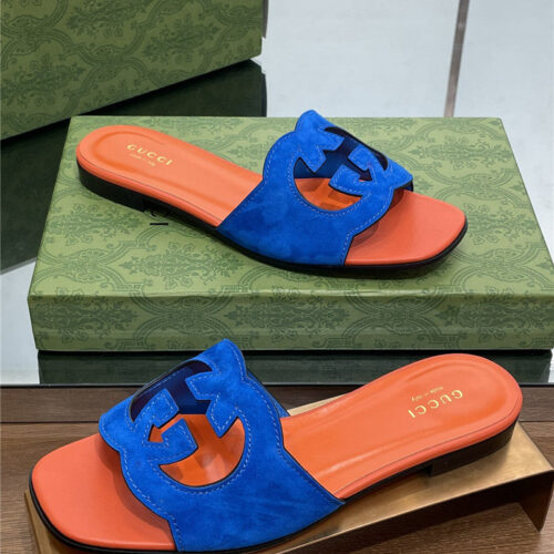 High Quality Luxury Gucci Logo GG Cutout Slippers alternate view
