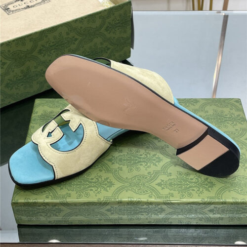 High Quality Luxury Gucci Logo GG Cutout Slippers – Style 65715 product detail