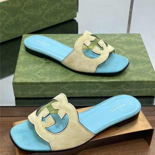 High Quality Luxury Gucci Logo GG Cutout Slippers – Style 65715 alternate view
