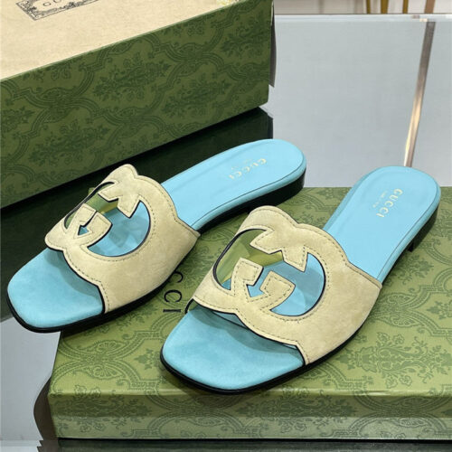 High Quality Luxury Gucci Logo GG Cutout Slippers – Style 65715