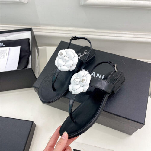 High Quality Luxury Chanel Counter Catwalk Style Camellia Sandals – Style 72966 alternate view