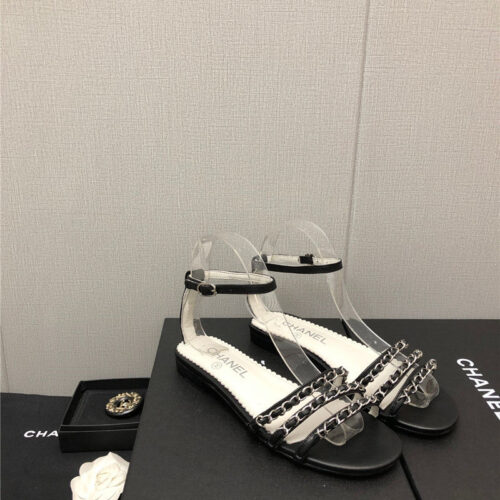 High Quality Luxury Chanel New Chain Flat Sandals