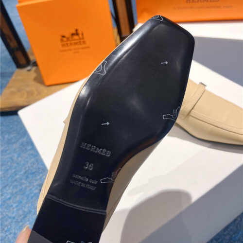 High Quality Luxury Hermes Square Toe H Buckle Mules Half Slippers – Style 92259 product detail