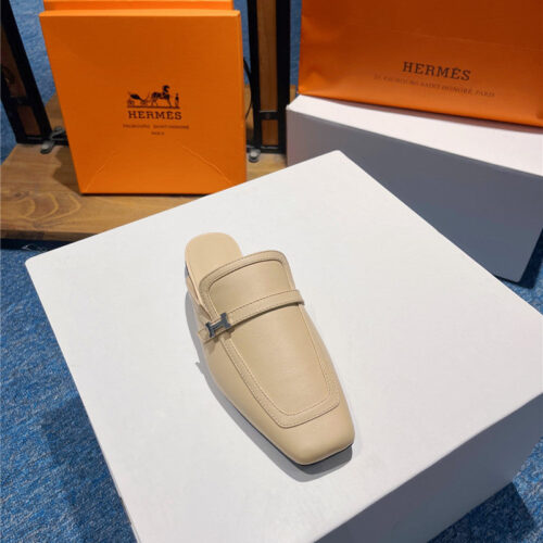 High Quality Luxury Hermes Square Toe H Buckle Mules Half Slippers – Style 92259 product detail
