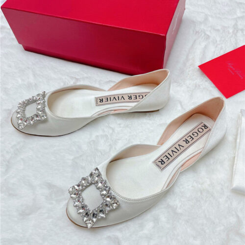 High Quality Luxury Roger Vivier New Rhinestone Hollow Ballet Shoes