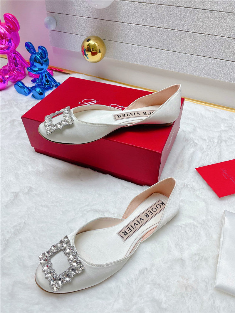 High Quality Luxury Roger Vivier New Rhinestone Hollow Ballet Shoes product detail