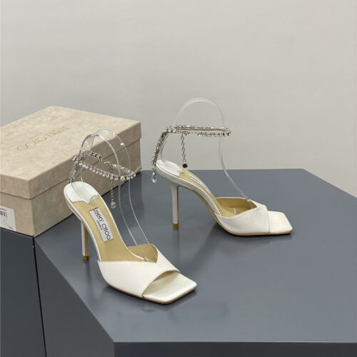 High Quality Luxury Jimmy Choo Crystal Square Toe Fish Toe Sandals – Style 84343