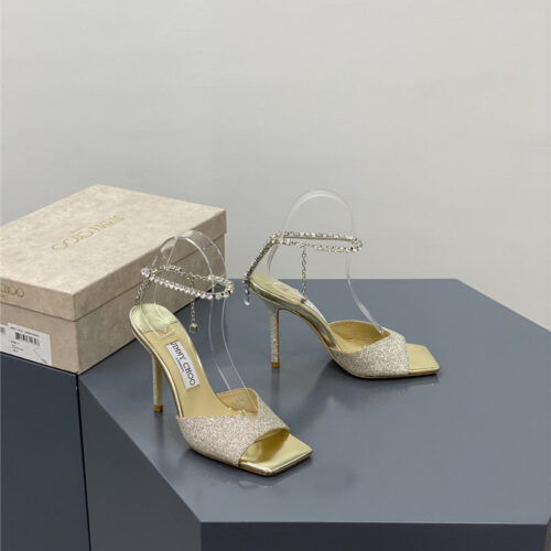 High Quality Luxury Jimmy Choo Crystal Square Toe Fish Toe Sandals – Style 55511