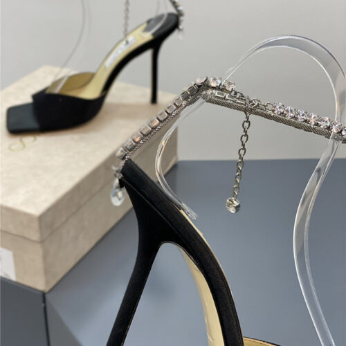 High Quality Luxury Jimmy Choo Crystal Square Toe Fish Toe Sandals product detail