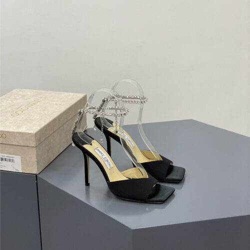 High Quality Luxury Jimmy Choo Crystal Square Toe Fish Toe Sandals alternate view