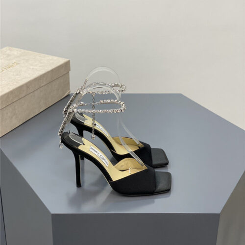 High Quality Luxury Jimmy Choo Crystal Square Toe Fish Toe Sandals product detail
