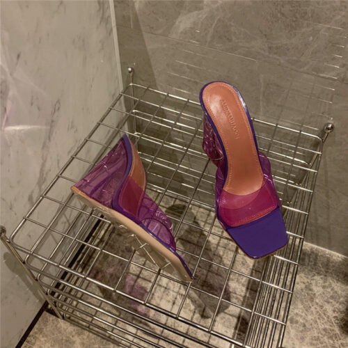 High Quality Luxury Amina Muaddi Wedge Transparent Bottom Slippers product detail