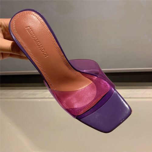 High Quality Luxury Amina Muaddi Wedge Transparent Bottom Slippers product detail