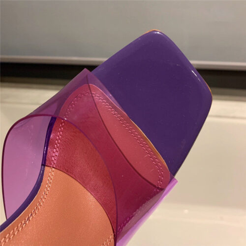 High Quality Luxury Amina Muaddi Wedge Transparent Bottom Slippers product detail