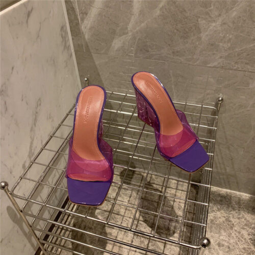 High Quality Luxury Amina Muaddi Wedge Transparent Bottom Slippers alternate view