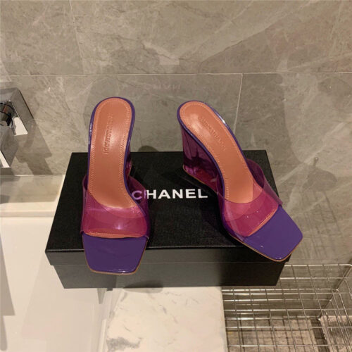 High Quality Luxury Amina Muaddi Wedge Transparent Bottom Slippers product detail