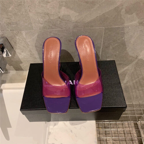 High Quality Luxury Amina Muaddi Wedge Transparent Bottom Slippers product detail