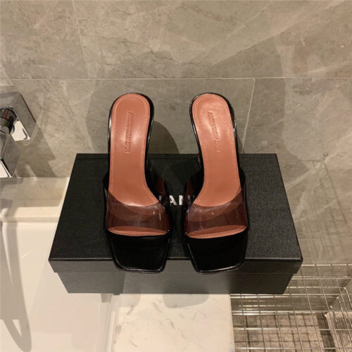 High Quality Luxury Amina Muaddi Wedge Transparent Bottom Slippers – Style 42051 product detail