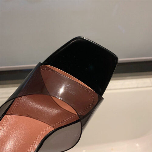 High Quality Luxury Amina Muaddi Wedge Transparent Bottom Slippers – Style 42051 product detail