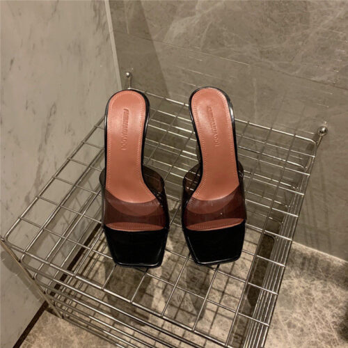 High Quality Luxury Amina Muaddi Wedge Transparent Bottom Slippers – Style 42051 product detail