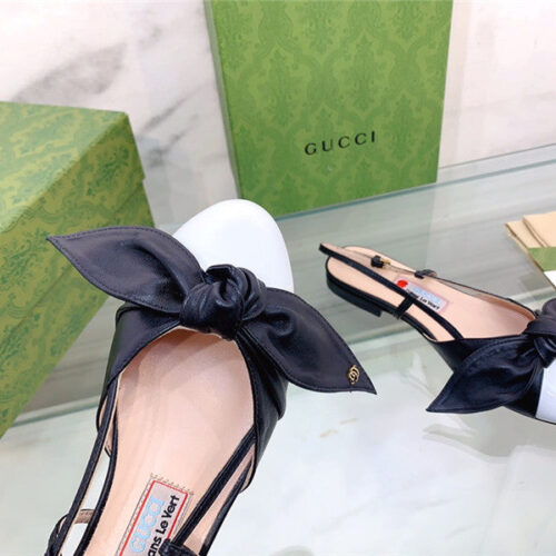 High Quality Luxury Gucci’s Latest Fashion Show Big Hit Bow Sandals – Style 43155 product detail